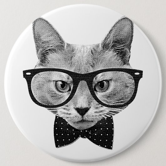  hipsterkat ronde button 6,0 cm (Voorkant)