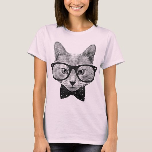  hipsterkat t-shirt (Voorkant)