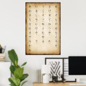Hiragana met Romaji Japanse Antiek stijl Poster (Thuiskantoor)