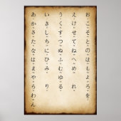 Hiragana met Romaji Japanse Antiek stijl Poster (Voorkant)