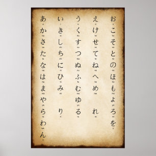 Hiragana met Romaji Japanse Antiek stijl Poster