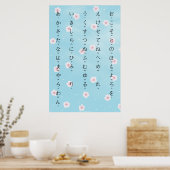 Hiragana met Romaji Japanse Sakura bloesems Poster (Keuken)