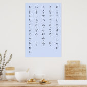 Hiragana met Romaji leert Japanse tekens Poster (Keuken)