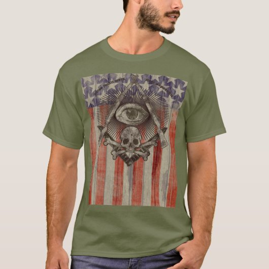 Hiram Abiff Freemason met Amerikaanse kleuren Shir T-shirt (Voorkant)