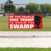 Hire Trump om de moeras te laten tekenen. Spandoek (Insitu)