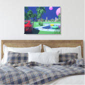 hiroshi nagai kunstschilders pop stad en vliegtuig canvas afdruk (Insitu (Slaapkamer))