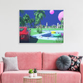hiroshi nagai kunstschilders pop stad en vliegtuig canvas afdruk (Insitu (Woonkamer))