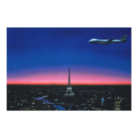 hiroshi nagai kunstschilders pop stad en vliegtuig foto afdruk (Voorkant)