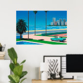 hiroshi nagai kunstschilders pop stad en vliegtuig poster (Thuiskantoor)