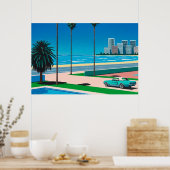 hiroshi nagai kunstschilders pop stad en vliegtuig poster (Keuken)