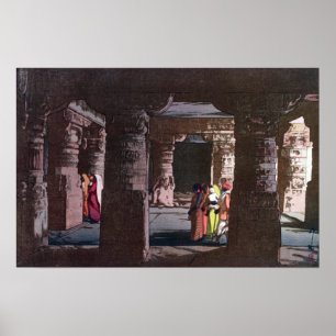 Hiroshi Yoshida Third Cave Temple in Ellora Poster