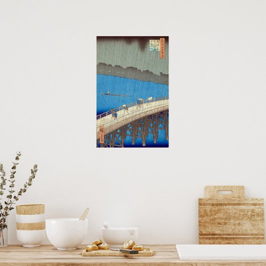 Hiroshige - Ando Downpour at Ohashi Bridge Poster (Keuken)