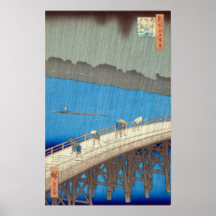 Hiroshige - Ando Regenbui bij Ohashi-brug Poster