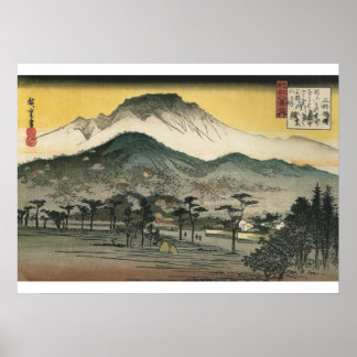 Hiroshige - Avond Uitzicht van een tempel in de he Poster