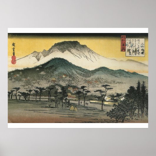 Hiroshige - Avond Uitzicht van een tempel in de he Poster (Voorkant)