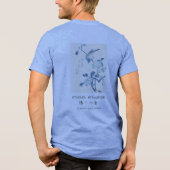 Hiroshige Camellia and Bird Ukiyo-e Art Light Blue Tri-Blend Shirt (Achterkant)