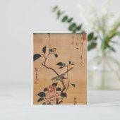 Hiroshige: Camellia en Struik Warbler Briefkaart (Staand voorkant)