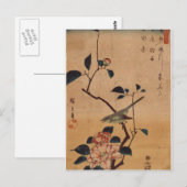 Hiroshige: Camellia en Struik Warbler Briefkaart (Voorkant / Achterkant)