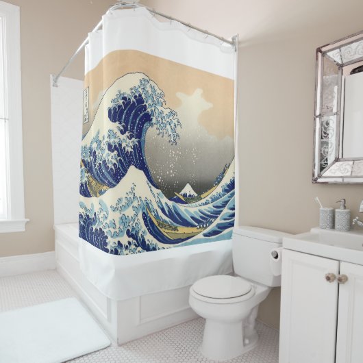 Hiroshige de Grote Golf van Kanagawa Douchegordijn (In situ)
