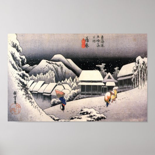 Hiroshige, Evening Snow in Kanbara Poster (Voorkant)