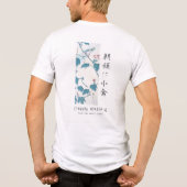 Hiroshige Floral Morning Glory Bird Art White Tri-Blend Shirt (Achterkant)