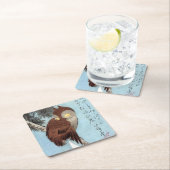 Hiroshige - Gehoornde uil, dennenboom en halve maa Kartonnen Onderzetters (Insitu)