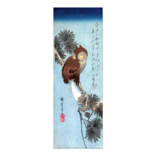 Hiroshige - Gehoornde uil, pijnboom en halve maan Foto Afdruk