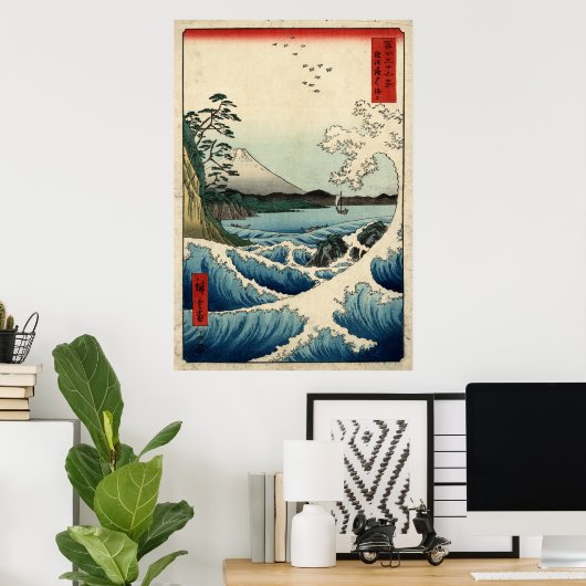 Hiroshige Het zee in Satta in de provincie Suruga Poster (Thuiskantoor)