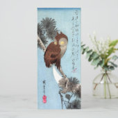 Hiroshige - Horned Owl, Pine, en Crescent Moon Kaart (Staand voorkant)