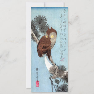 Hiroshige - Horned Owl, Pine, en Crescent Moon Kaart