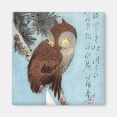 Hiroshige - Horned Owl, Pine, en Crescent Moon Magneet (Voorkant)
