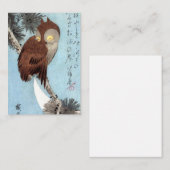 Hiroshige - Horned Owl, Pine, en Crescent Moon Notitiekaartje (Voorkant / Achterkant)