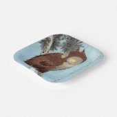 Hiroshige - Horned Owl, Pine, en Crescent Moon Papieren Bordje (Gebogen)