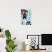 Hiroshige - Horned Owl, Pine, en Crescent Moon Poster (Thuiskantoor)