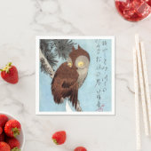 Hiroshige - Horned Owl, Pine, en Crescent Moon Servet (Insitu)