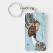 Hiroshige - Horned Owl, Pine, en Crescent Moon Sleutelhanger (Voorkant)