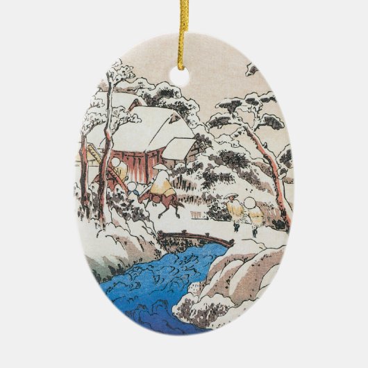 Hiroshige Japanse fijne kerst Keramisch Ornament (Voorkant)