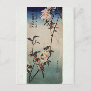 Hiroshige: Kleine vogel in een filiaal van Kaidoza Briefkaart