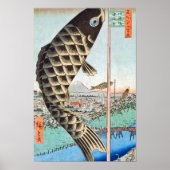 HIroshige Koi Kite Suido Bridge Poster (Voorkant)