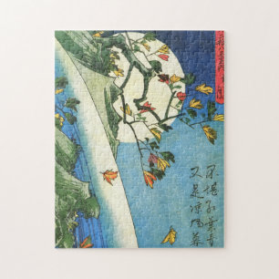 Hiroshige Moon over een waterval Japanse fijne kun Legpuzzel
