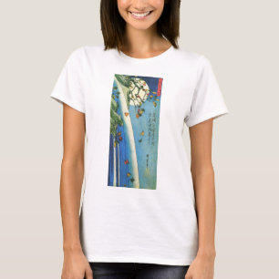 Hiroshige Moon over een waterval Japanse fijne kun T-shirt