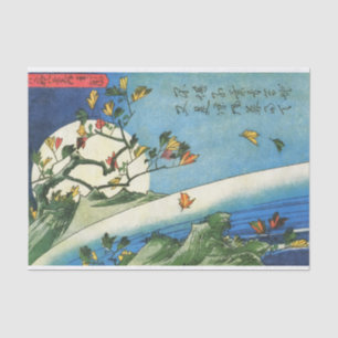 Hiroshige Moon over een waterval Japanse fijne kun Tissuepapier