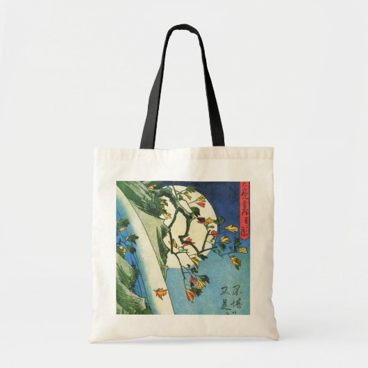 Hiroshige Moon over een waterval Japanse fijne kun Tote Bag (Voorkant)