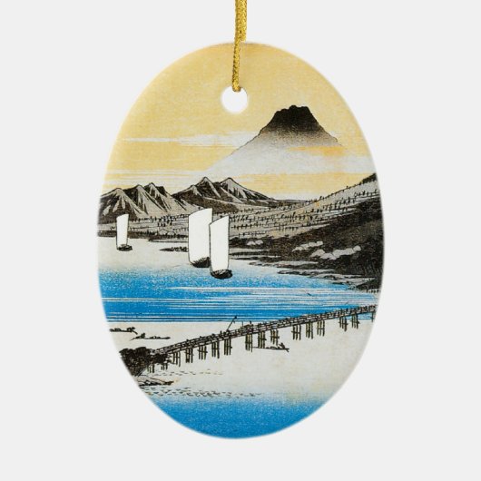 Hiroshige Mt. Fuji Japans kerstfeest Keramisch Ornament (Voorkant)