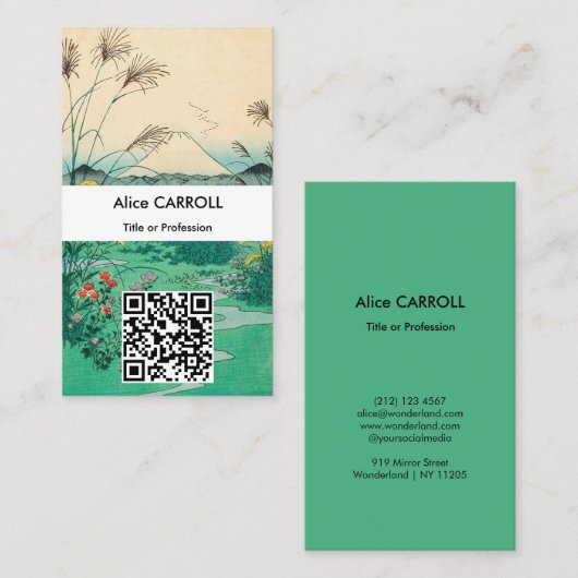 Hiroshige - Otsuki-plein in de provincie Kai - QR- Visitekaartje (Voorkant / Achterkant)