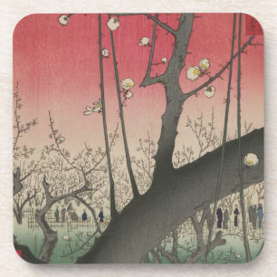 Hiroshige Pruimenlandgoed Kameido: Antieke Japanse Bier Onderzetter