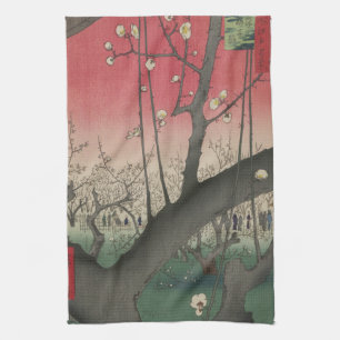 Hiroshige Pruimenlandgoed Kameido: Antieke Japanse Theedoek