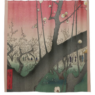 Hiroshige Pruimenlandgoed Kameido: Vintage Japans Douchegordijn