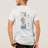 Hiroshige Rose and Wagtail Japanese Art White Tri-Blend Shirt (Achterkant)