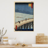 Hiroshige Sudden douche over de brug Shin-Ōhashi Poster (Keuken)